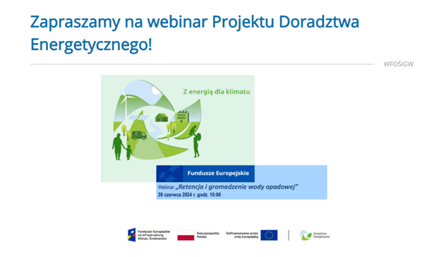 Zapraszamy na webinar „Retencja i gromadzenie wody opadowej”