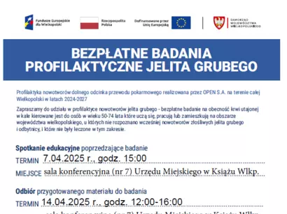 W kwietniu bezpłatne badanie profilaktyczne jelita grubego w Książu Wlkp.