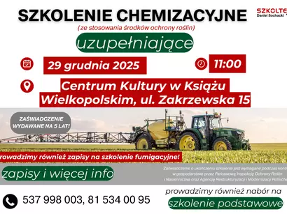 Szkolenie chemizacyjne w zakresie stosowania środków ochrony roślin