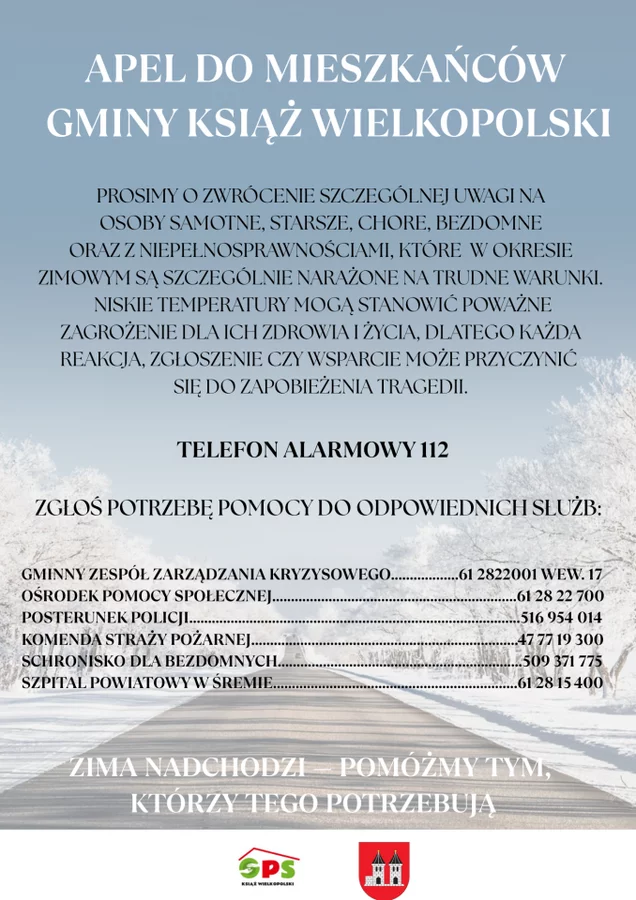 Ujemne temperatury - zwracajmy uwagę na osoby potrzebujące pomocy