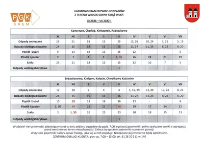 W listopadzie nowy harmonogram odbioru odpadów